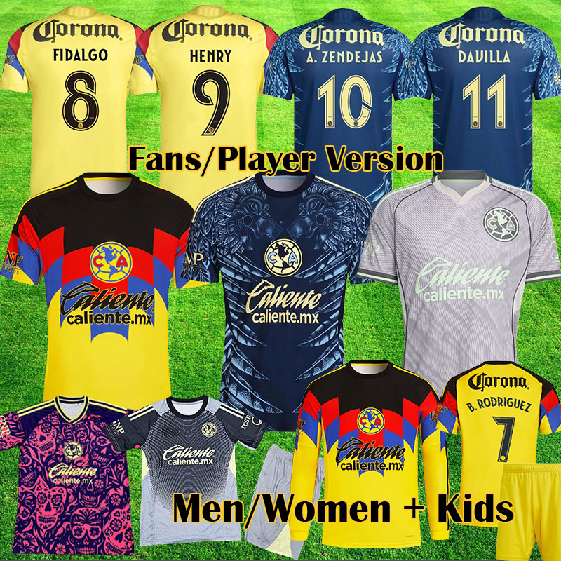 2025 2026 Club America Soccer Jerseys TRICAMPEON Patch Parches HENRY AGUIRRE 25 26 CA Football shirts Long Sleeve Player Version Liga MX men women kids Kit 3XL 4XL