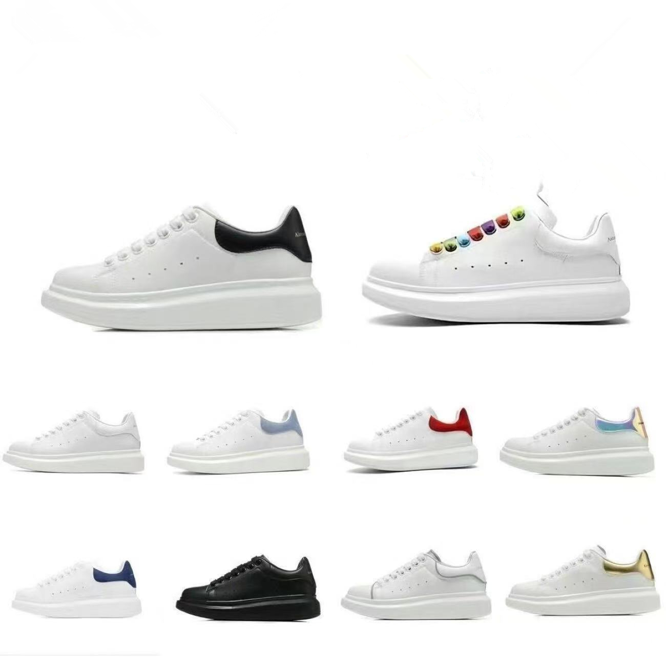 British luxury brand Al... Mc Que new style fashionable casual shoes, designer couple thick soled white shoes, high-quality leather sports shoes Free shipping