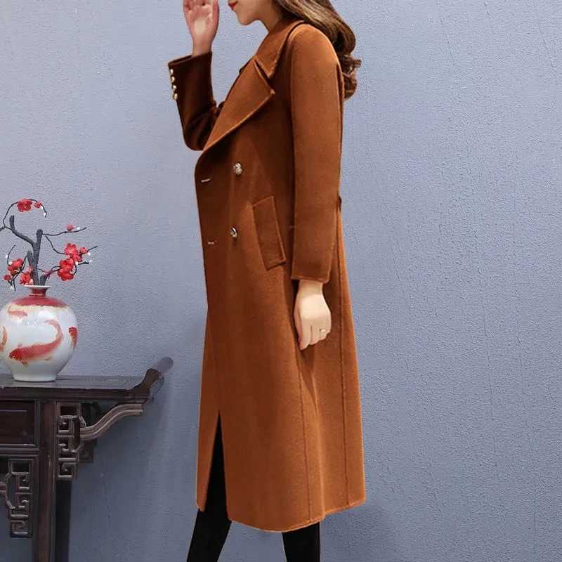 S-5XL High Quality Cashmere OutCoat For Womens 2025 New Winter Fashion Loose Fitting Long Woolen Coat Double-Breasted OutCoatT251224