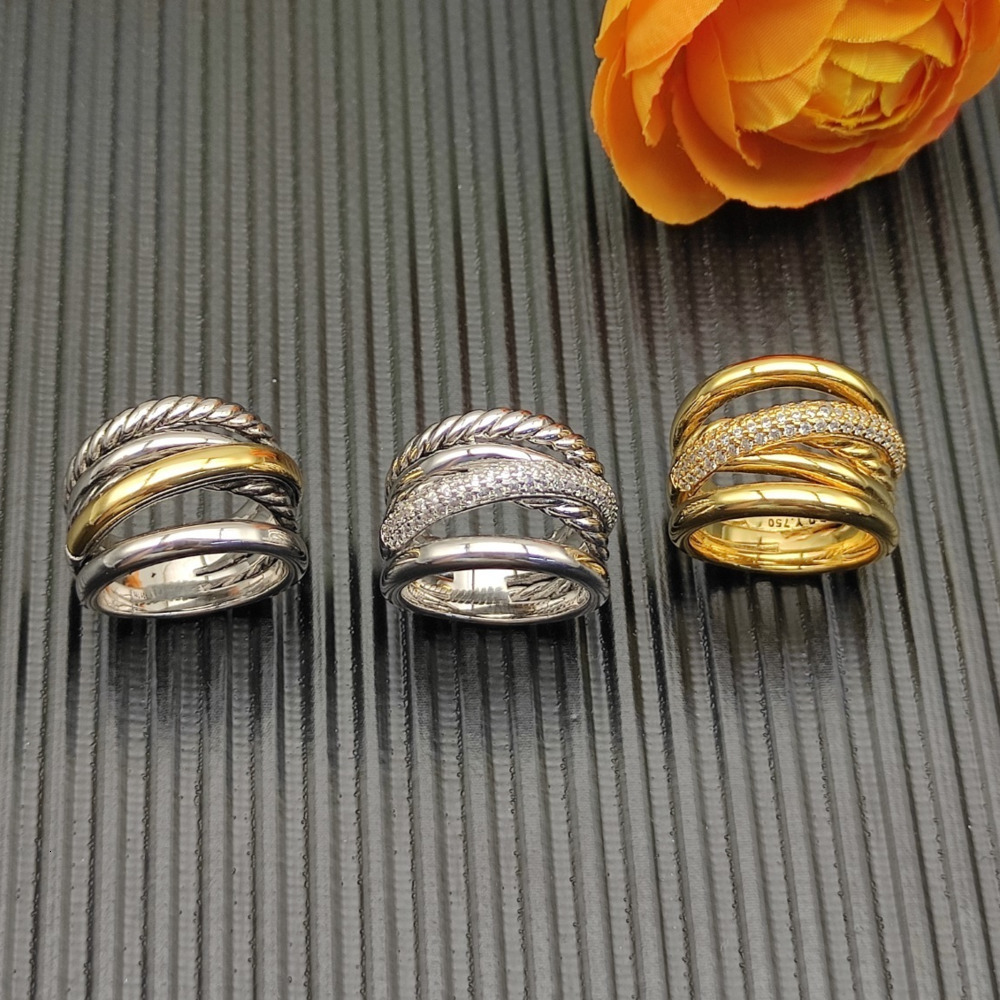 Desginer David Jewelry Yurmabs Ring Men Plated Gold Rings For Women Twisted Braided Engagement Wedding Diamond Mens Ring Fashionable Black