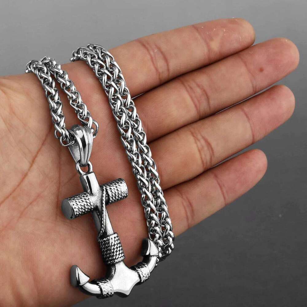 Stainless Steel Viking Anchor Pendant Vintage Personality Nordic Pirate Men's Party Jewelry Punk Hip Hop Necklace Gift X251224