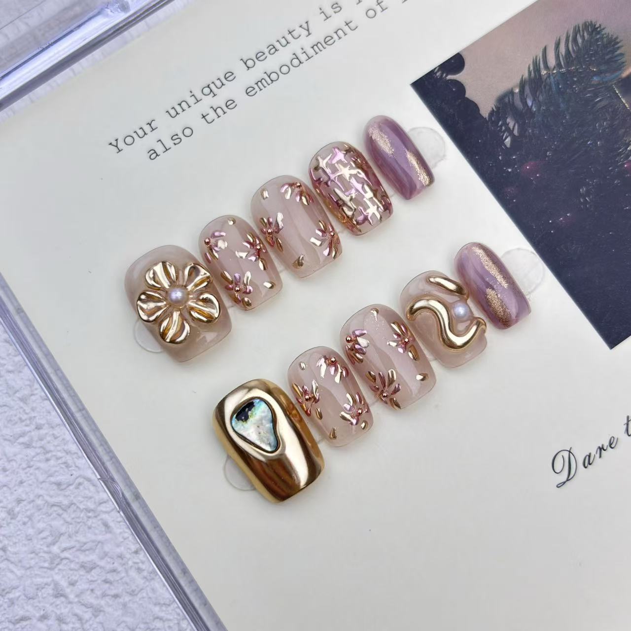 Vintage Inspired Metal Crafted Sunlit Beauty Hand Painted Nails DIY Ornament