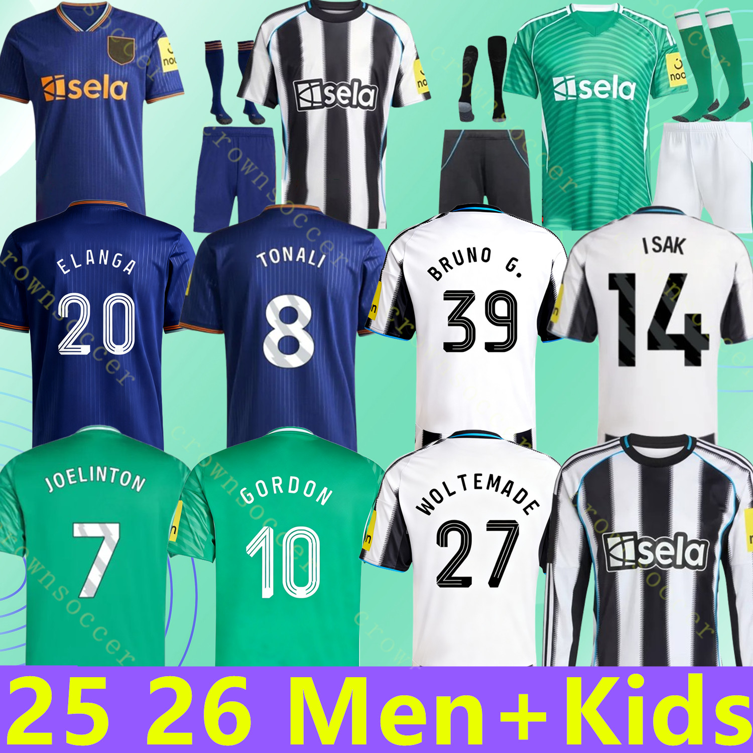 25 26 newcastle BRUNO G soccer jerseys newcastle 2025 2026 JOELINTON GORDON TONALI BARNES MURPHY WISSA ISAK Football Shirt Home away Player fans Adult and Child suit