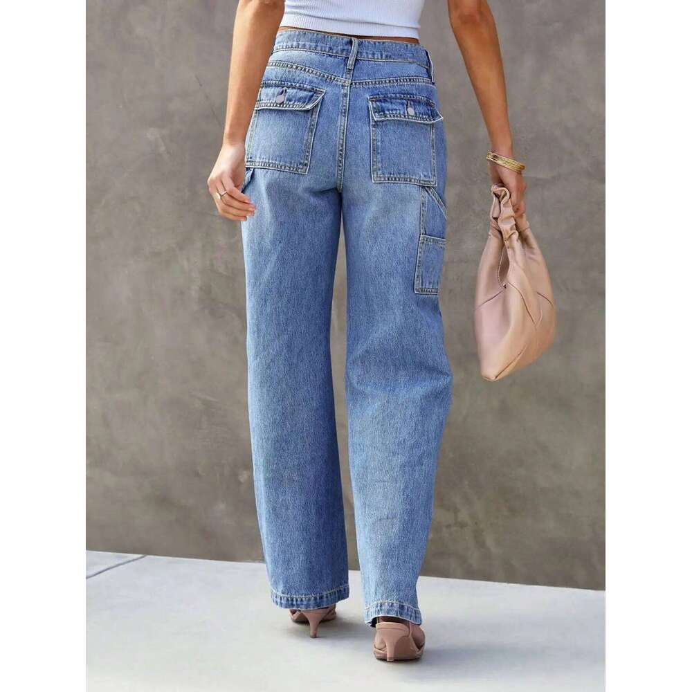 Women's Light Blue Wide Leg Straight-Leg Jeans - Stylish and Comfortable Denim Pants for Effortless Fashion X251224