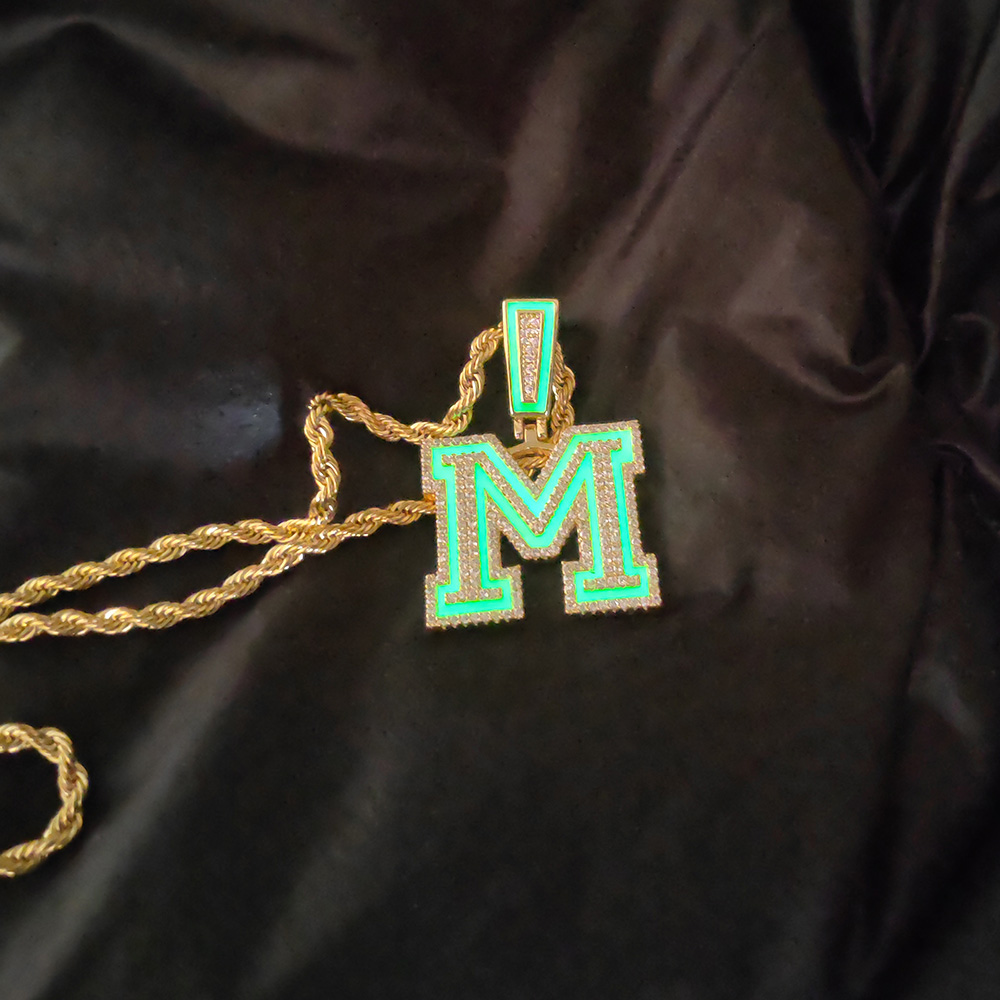 TopBling Hip Hop Dripping Luminous Retro Pendant Necklaces A-Z Custom Letters Men Women Gift