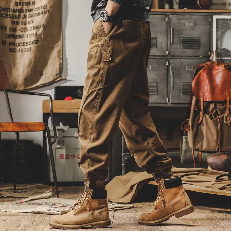 American Heavyweight Cargo Pants for Men, 2025 Fall & Winter New Style, Oversized Trendy Casual Pants, Streetwear Cuffed Trousers