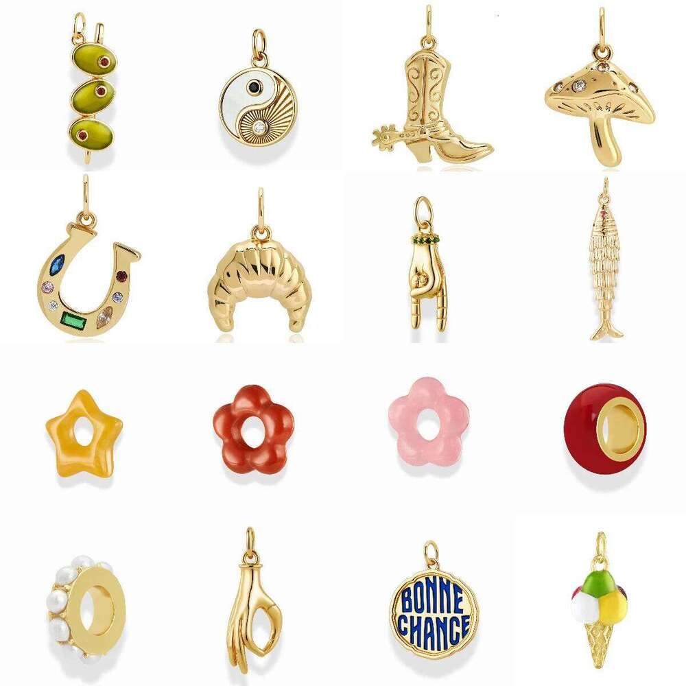 New Three Eye Tai Chi Flower Ornament Beaded Necklace Pendant DIY Handmade Accessory Gold Plated X251224