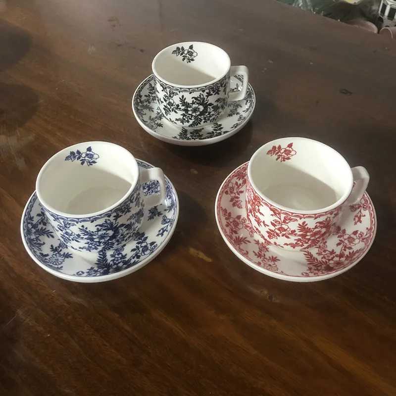 280ml Blue And White English Style Coffee Cup And Saucer Set Ceramic Vintage European Style Exquisite High End Light Luxury Afternoon Tea Cup