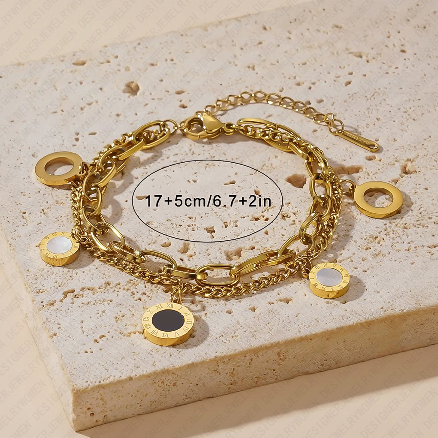 Designer Bracelet for Women Roman Numeral Bracelets Gold Hollow Tassel Bangle Double Sided Shell Bangles Luxury Jewlery Designer for Women Classic Ele