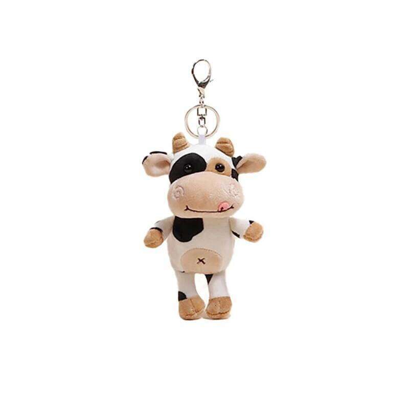 1PCS New Soft Cow Dolls Plush Toy Women Bag Animal Keychain Cute Pendant Decoration Key X251224