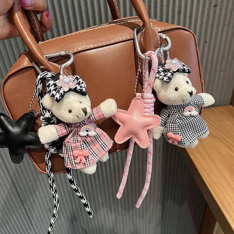 Fashion Little Bear Key Chain five-pointed star braided rope Pendant girl Backpack decoration X251224