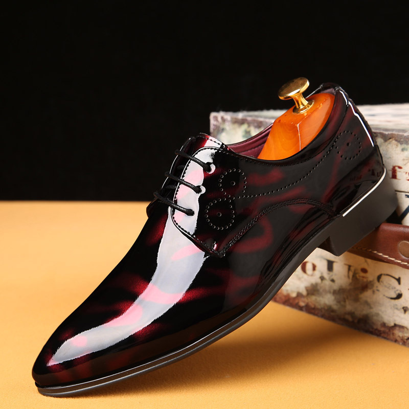 Plus Size Men's Pointed Toe Patent Leather Shoes Lace-Up Formal Business Shoes for Casual Office Wear plus size 38-50