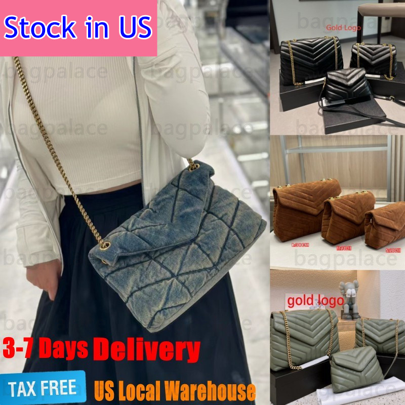 Denim Bag Luxury Designer Bag Blue Jean Shoulder Bag Women Loulou Puffer Suede Designer Bags Black Leather Crossbody Handbag Purse Lady Chain Strap Cross body Dhgate