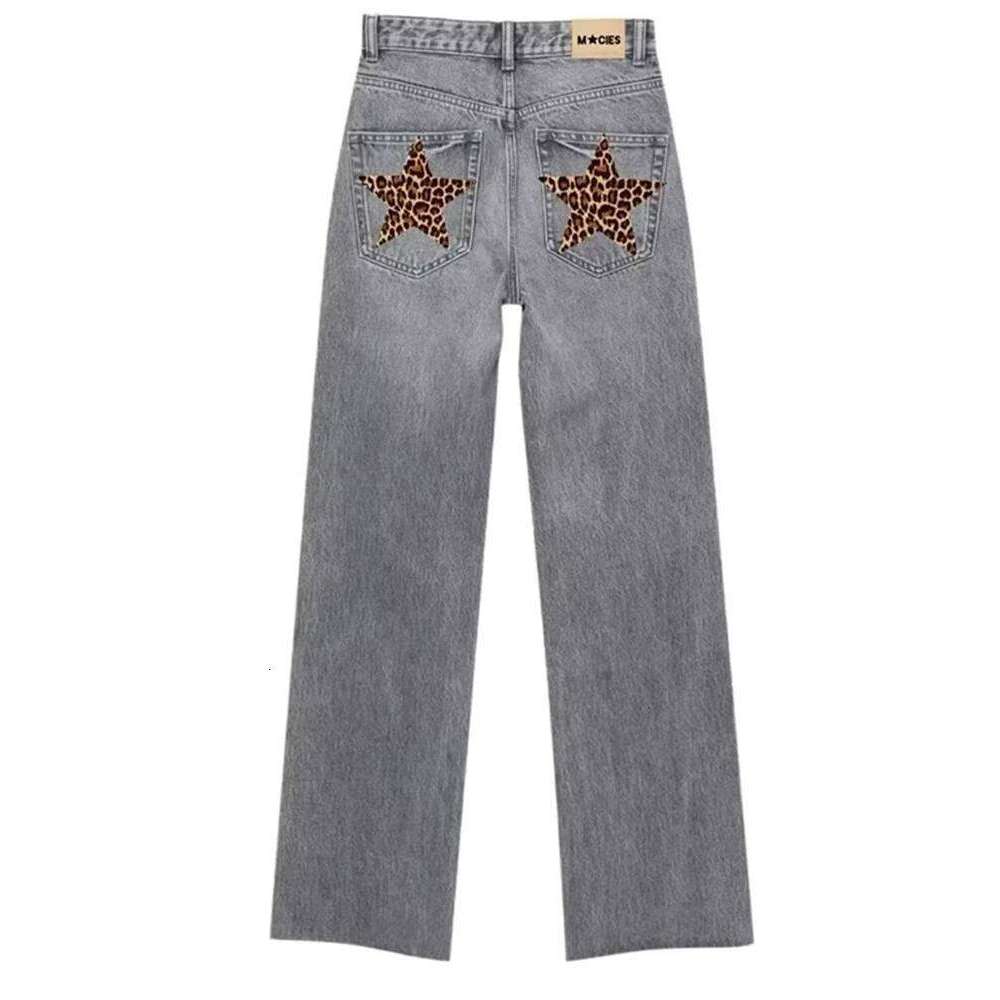 Star Patch Splicing Straight Jeans Woman High Waist Loose Denim Pants Chic Street Casual Women's Spring Summer New Long Trousers X251224