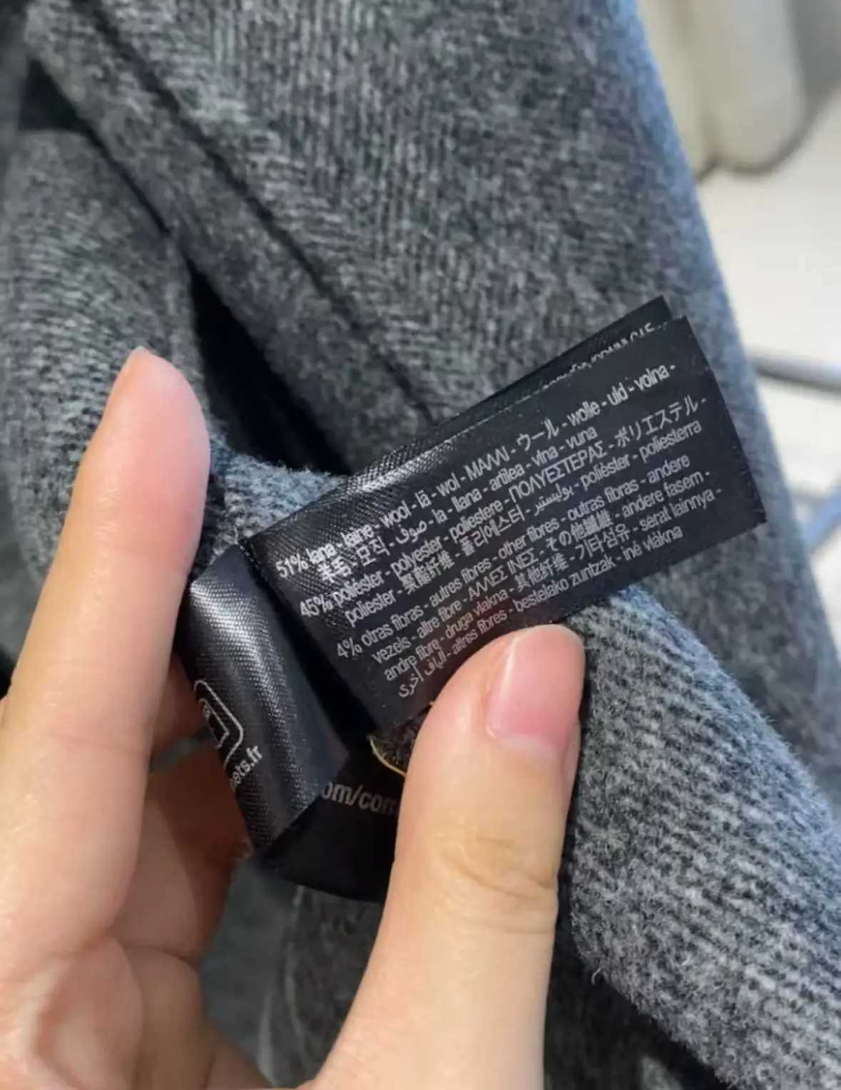 Original Grey 2025 Womens new style wool blend woolen coat with belt double-sided fleece long woolen coatT251224