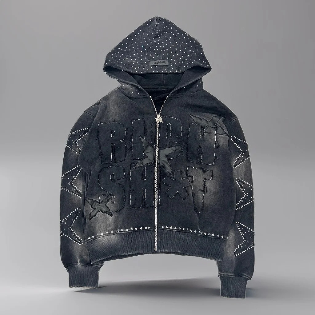 Fresh Style Colorful Flash Element Fashionable Hooded Sweatshirts for Men and Women Streetwear Versatile Zip Up Letter Jacket 251223 - view 3