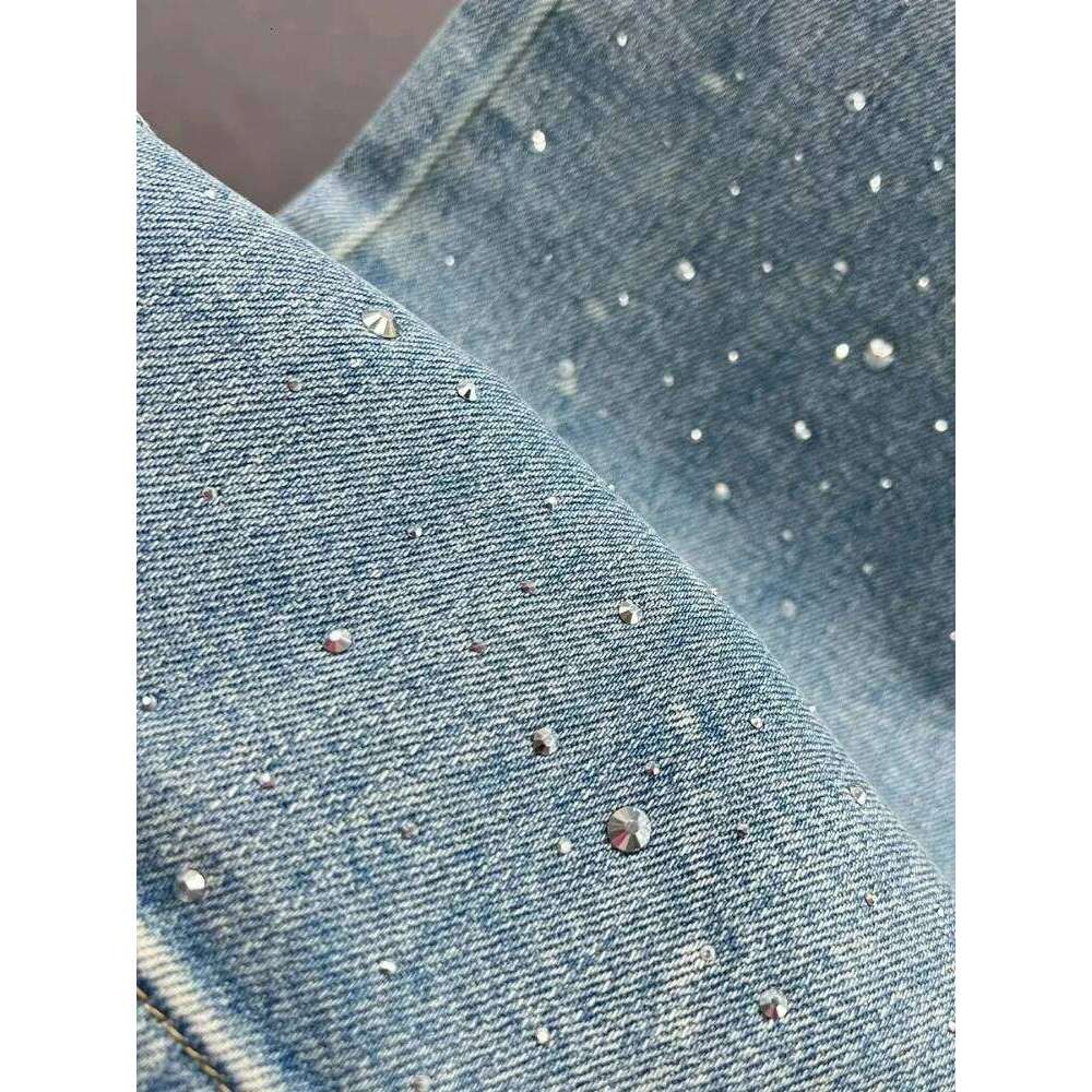 New Rhinestone XINGX Pendant Design High Waist Wash Jeans Women's Summer Loose Slimming and All-Matching Straight-Leg Pants X251224