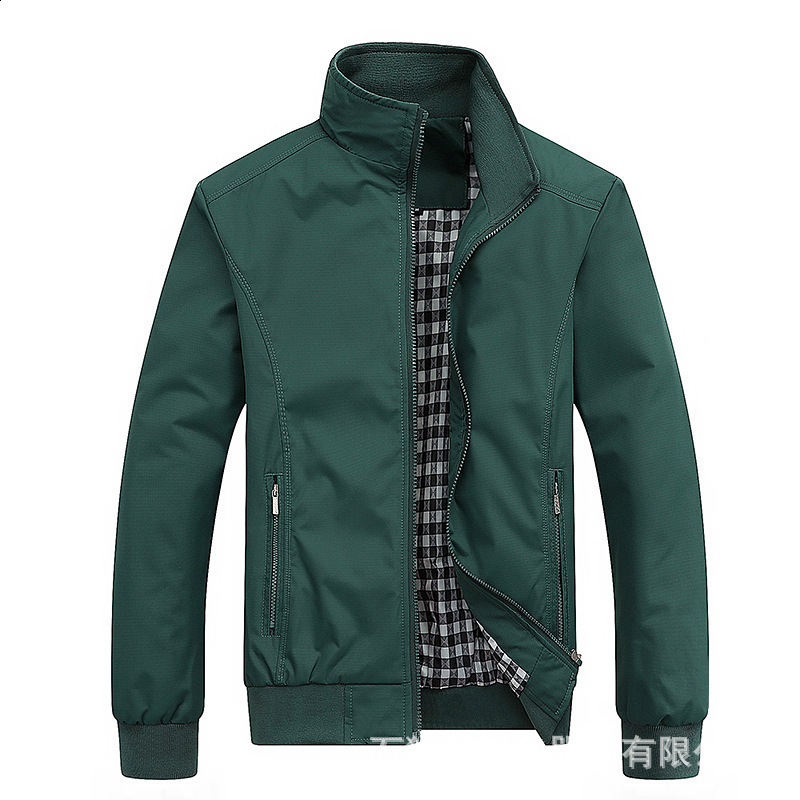 Autumn Mens Stand up collar Middle aged Jacket Fashion Casual Trend Middle aged Solid Color Dads Coat 240810