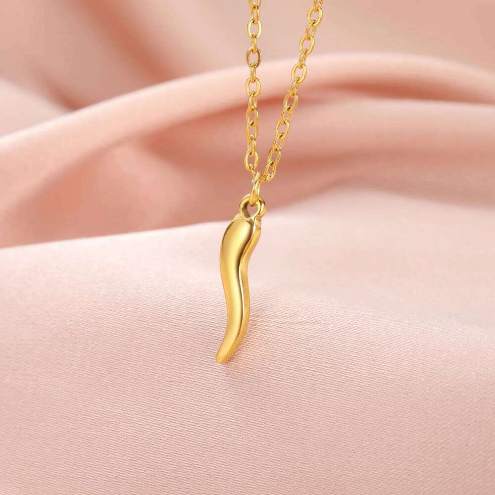 Evil Eye Italian Horn Necklace Stainless Steel Gold Color Double Layer Necklaces Good Luck Protection Jewelry Gift for Women 25H1224
