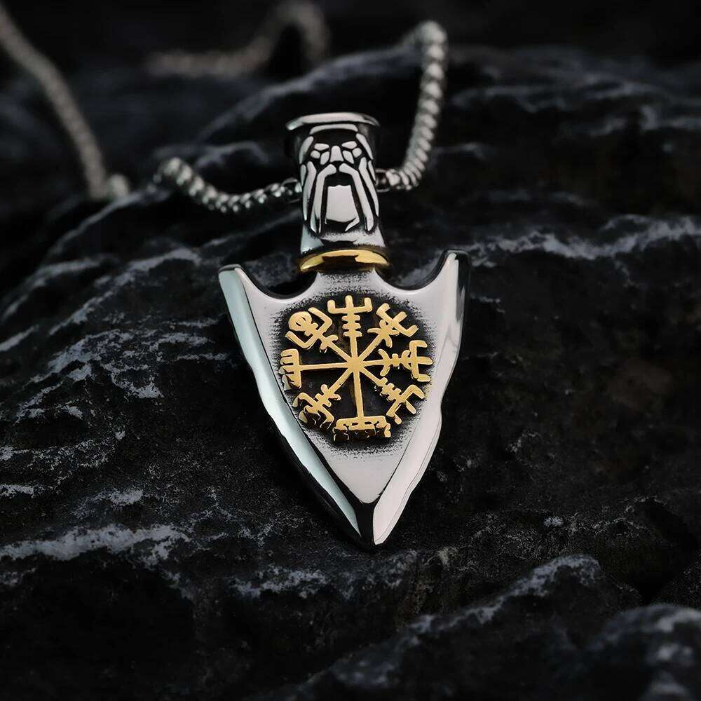 European and American Viking Compass Rune Arrow Titanium Men's Creative Stainless Steel Pendant Necklace X251224