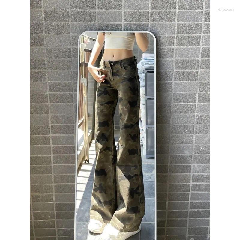 Women's Jeans Camouflage Flare For Women Winter Seller Street Style Versatile Low Waisted Slimming Tummy Hiding Non Clingy Pants Z260313