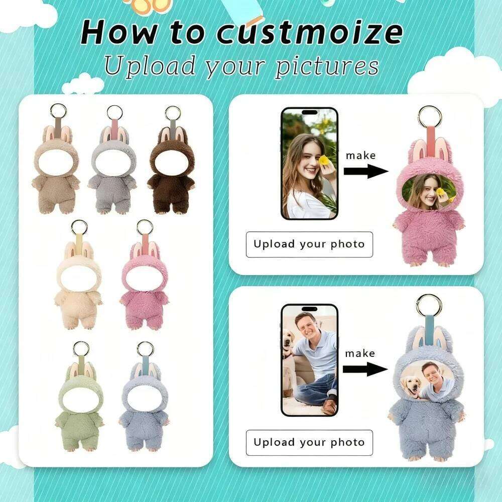 Custom Keychain Kanye West Hip Hop Rabbit Pendant Personalized Animal Key Ring Photo Upload Trendy Streetwear Accessory X251224