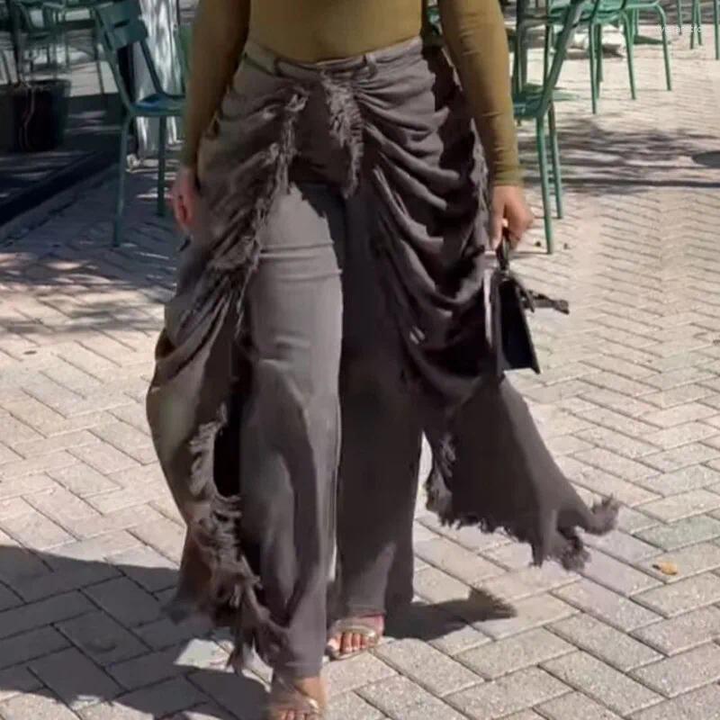 Women's Jeans WTHT Trendy Women Wrinkled Burr Edge Design Straight 2025 Winter Fashion High Waist Casual Denim Pants Female 1LS2770 Z260313