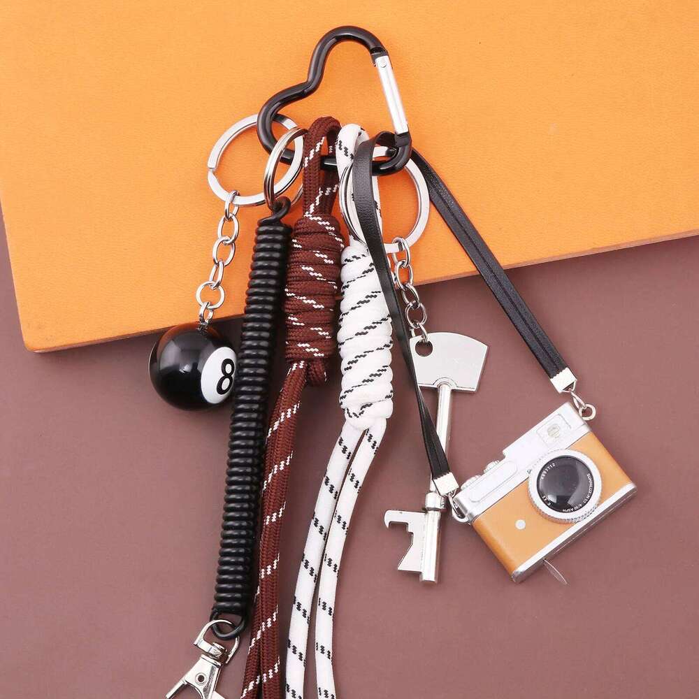 Camera Key Black Eight DIY Fashion Keychain For Women Bag Charm Cute Accessories Jewelry Gifts X251224