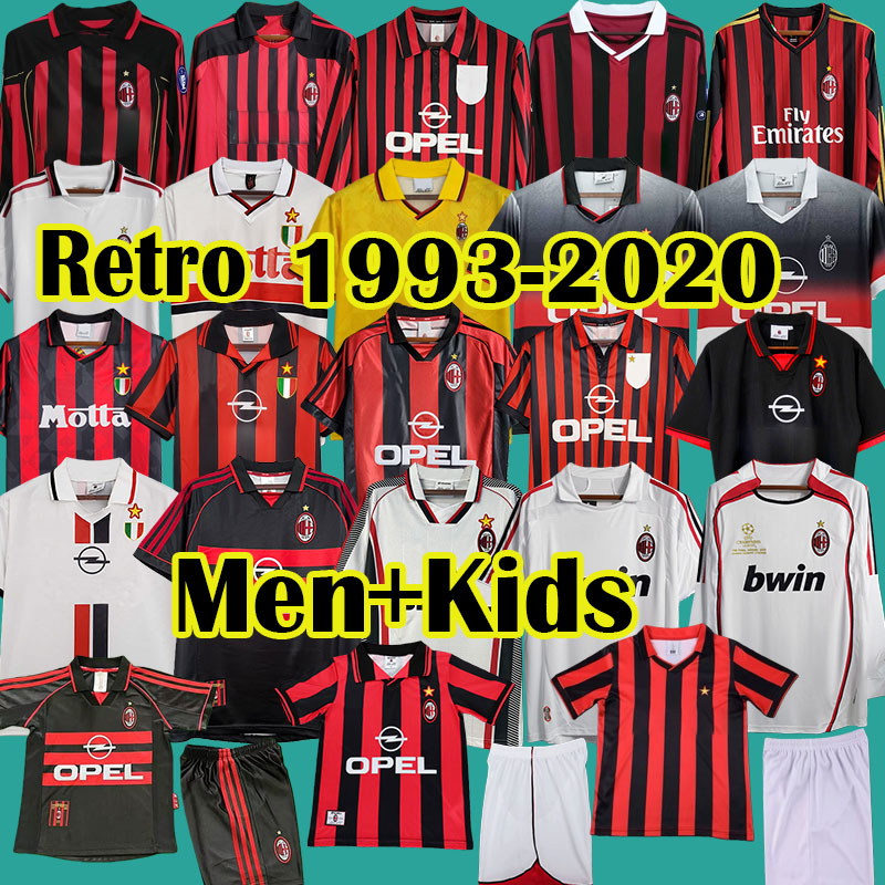 AC Milanss Retro 1993 2020 Jersey MALDINI BARESI ALBERTINI WEAH LEONARDO Soccer Shirt Golden Era Classic Football Shirt for Fans 95 96 97 98 Customizable Name Number
