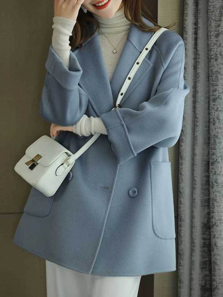 Wool Coat Elegance Coats and Jackets Women New In Autumn Winter Jacket Women Korean Style Long Sleeve Office Lady Trench CoatT251224