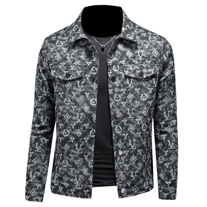 New Arrival Men's Plaid Jacquard Denim Jacket Hip-hop Cowboy Overcoat Luxury Plus Size 5XL