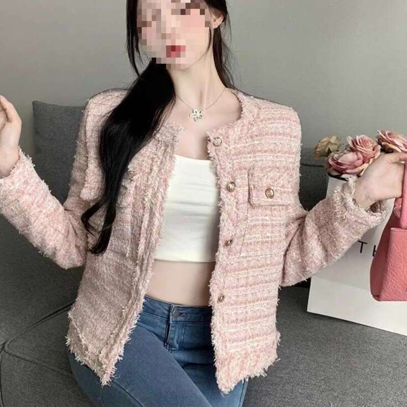 Short Coat Womens Tweed Style Designer Luxury Spring Autumn Lined Stylish New French Style Elegant Socialite High-end