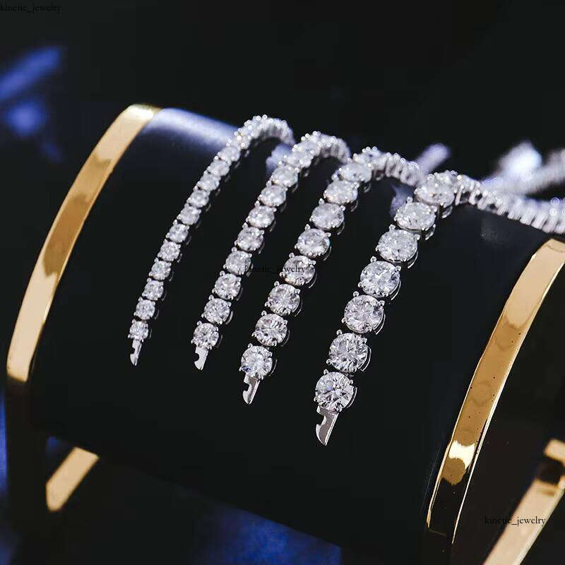 VVS Moissanite Fashion Jewelry Bracelet S925 Silver 2.0mm D Color VVS Silicon Stone Tennis Chain 6 6.5 7 Inches 7.5inch 8inch