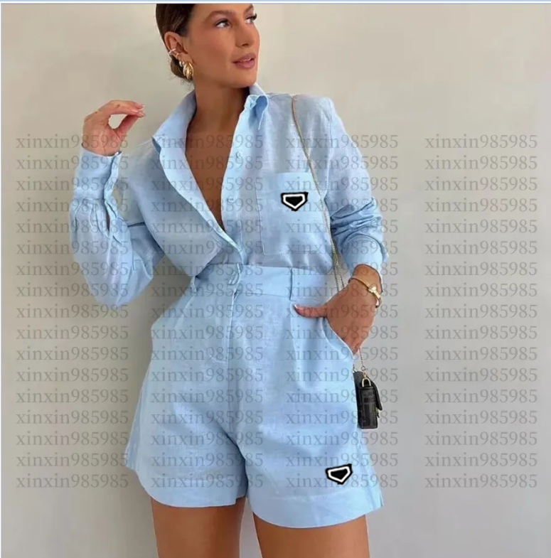 Summer Tracksuit Set Designer Women Casual Shirts Sets Fashion Sportswear Clothes Outdoor Beach Seaside Holiday Comfy Breathable 2-Piece Shirts Suits