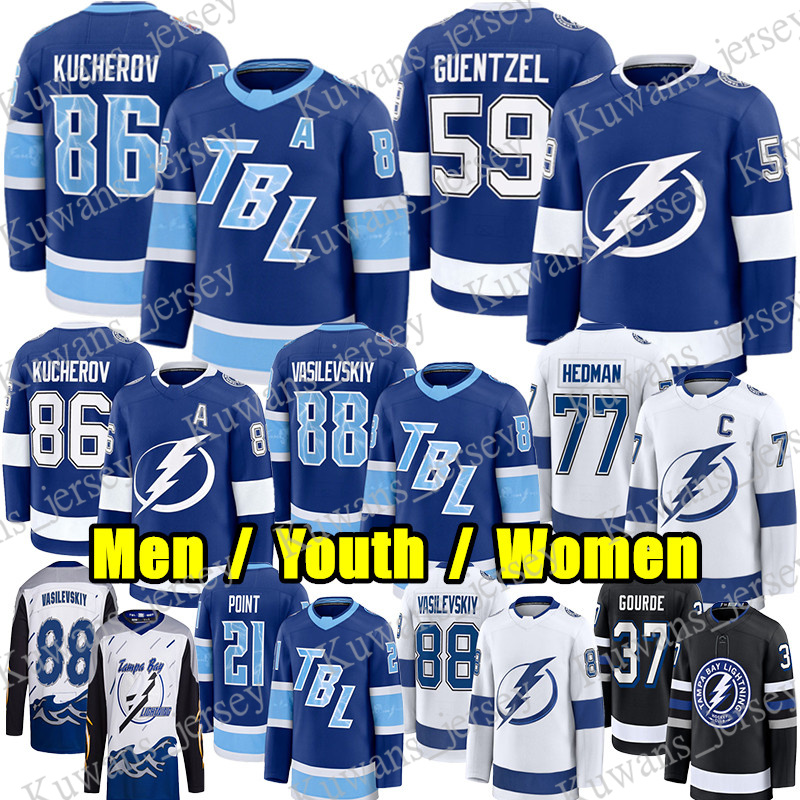 #86 Nikita Kucherov tampa bay hockey jersey lightning jersey #88 Andrei Vasilevskiy Jake Guentzel Brandon Hagel Stamkos Brayden Point Victor Hedman Gourde jerseys