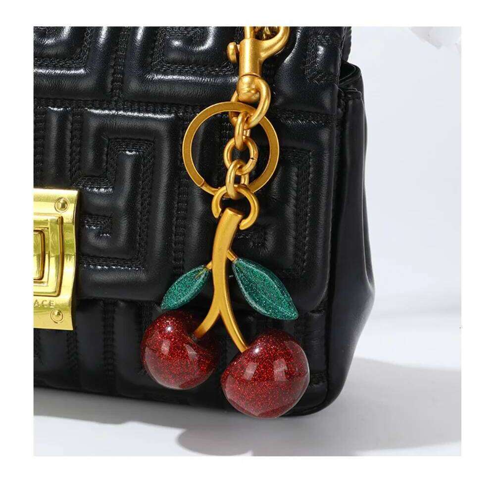 Trendy Red Cherry Pendant Keychain for Women Cute Bag Decorations Multifunctional Jewelry Car Key Accessories Charm Keyring Gift X251224