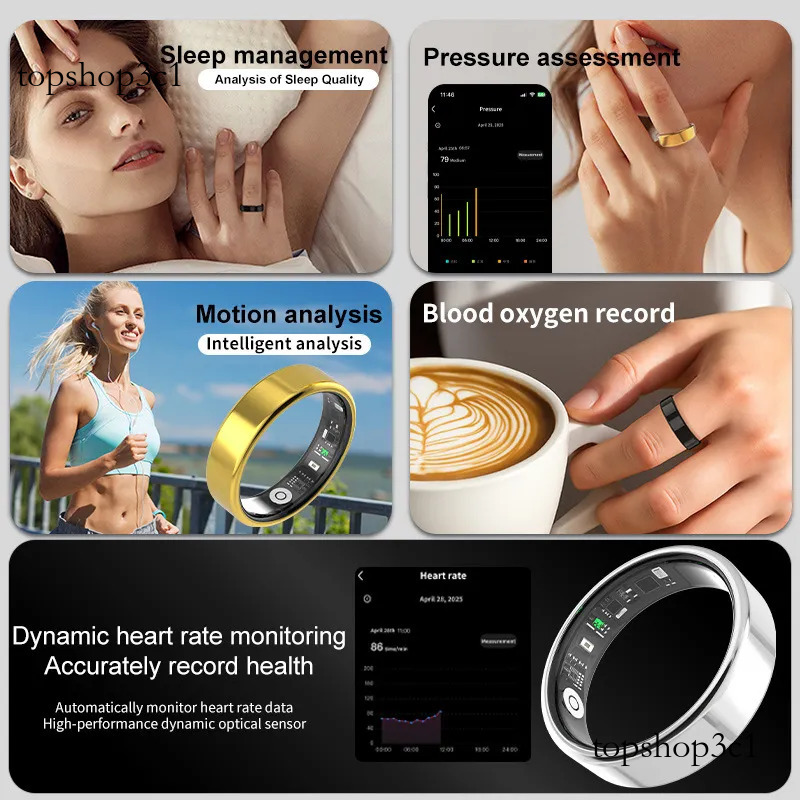 4th Generation Approach Oura Smart Ring - Unisex Wearable Device Combining Heart Rate Monitor & Daily Step Counter