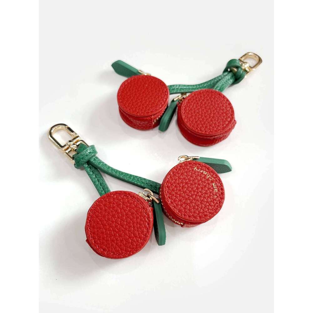 1pcs Stylish unique red cherry fruit pendant coin purse mini cute keychain charm small bag gift for women and girls X251224