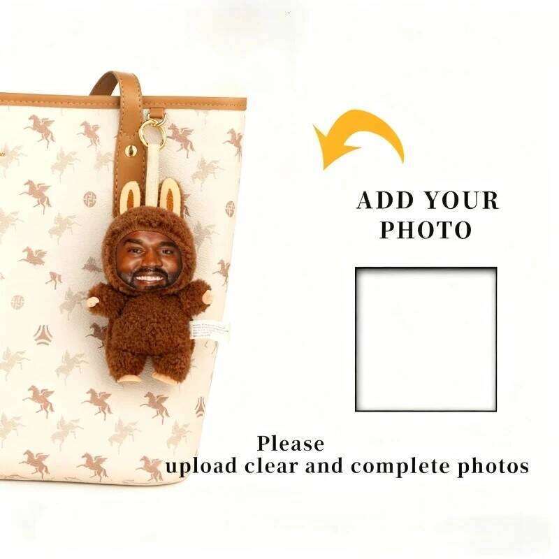 Custom Keychain Kanye West Hip Hop Rabbit Pendant Personalized Animal Key Ring Photo Upload Trendy Streetwear Accessory X251224