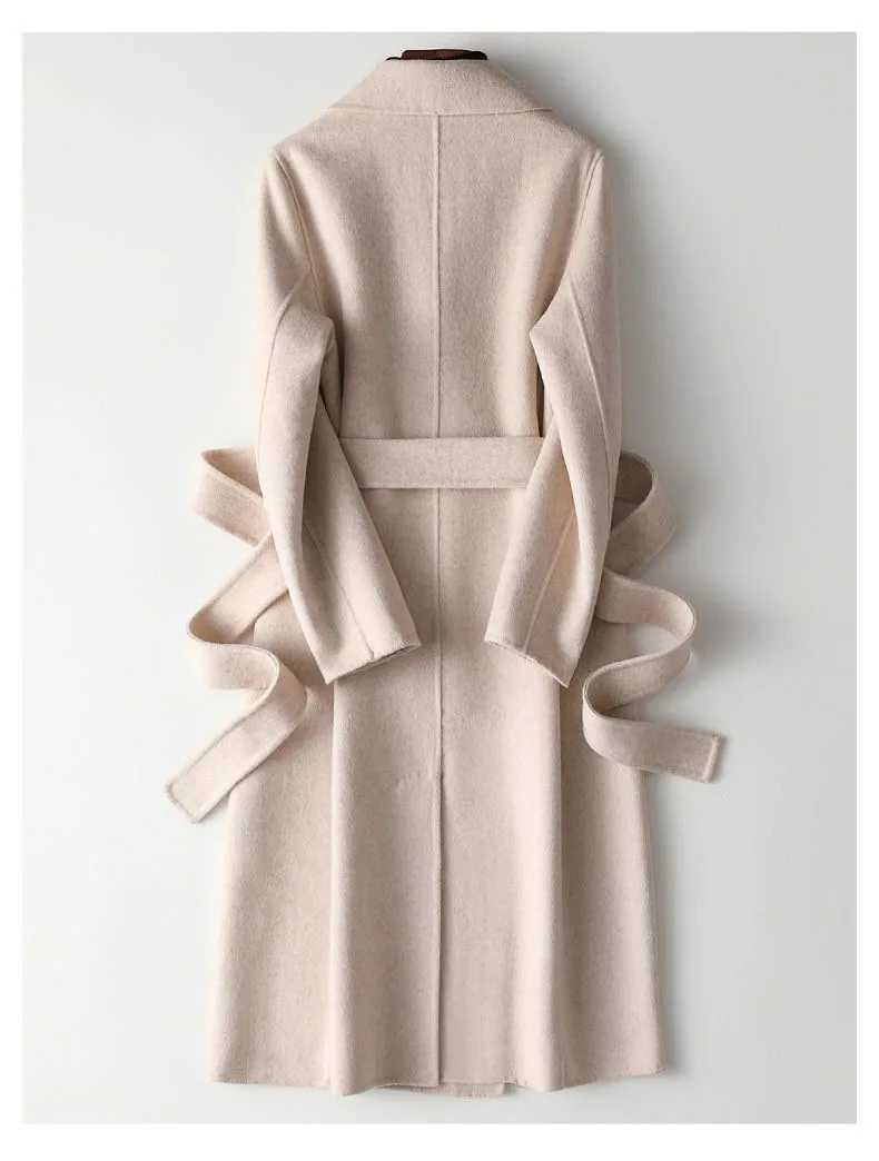 New Fashion Woolen Coat and Jackets Women Autumn Casual Slim Solid Color Elegant Long Coats Clothing T251224