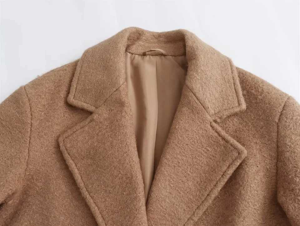 2024 Womens Retro Melad 2024 Winter Fashion silhouette woolen coat woolen coat woolen coatT251224