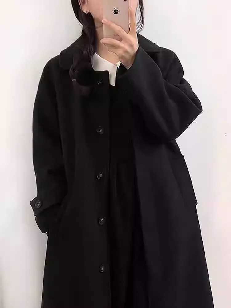 New Korean Fashion Loose Mid length Woolen Coat for Women Autumn and Winter Student Warm Woolen Jackets Women Winter ClothesT251224