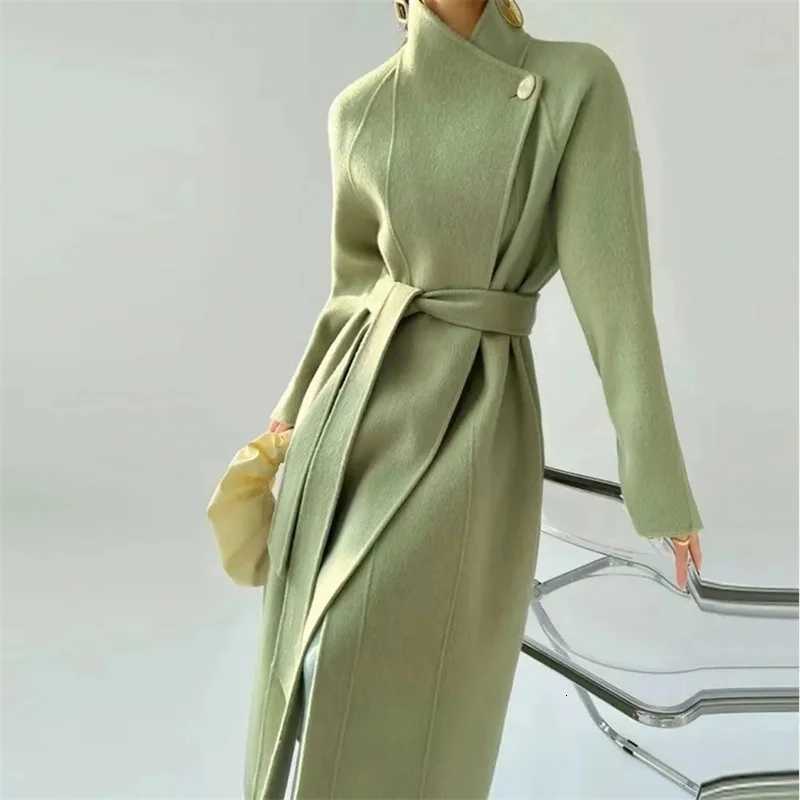 2025 Korean Sle Double-Faced Camere Long Coat Womens Loose Medium-Length Woolen Coat Autumn Winter New Arrival FaionT251224