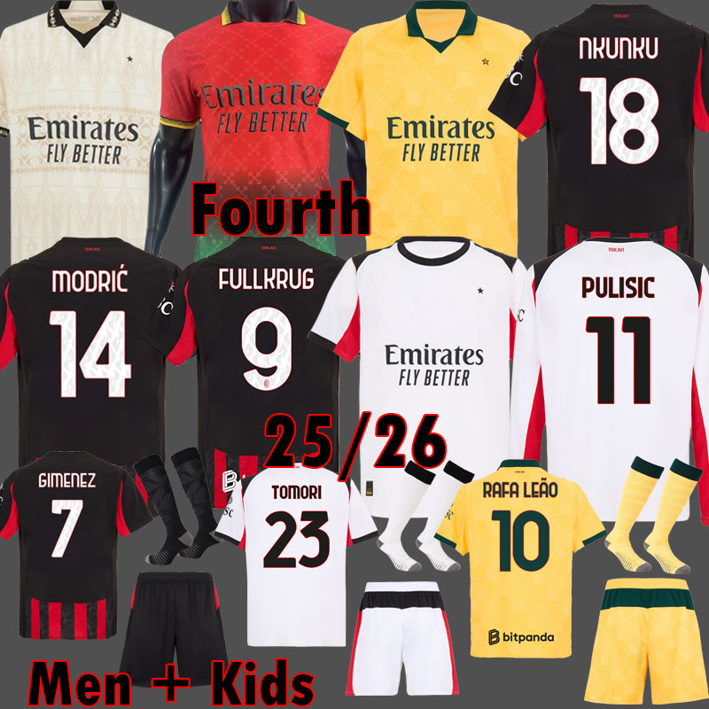 2025 2026 MODRIC FULLKRUG NKUNKU aAC MlIAN Soccer JerseyS RAFA LEAO TOMORI MUSAH 25 26 ACM 125TH Anniversary Kits RICCI 4TH GABBIA PULISIC 125 Years kids Kits