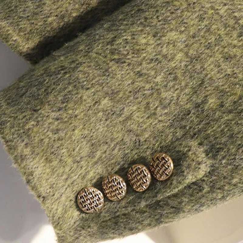 MEXZT Vintage Wool Blends Coat Women Elegant Cropped Quilted Woolen Jacket Korean Commute Blazer Winter Long Sleeve OuterwearsT251224