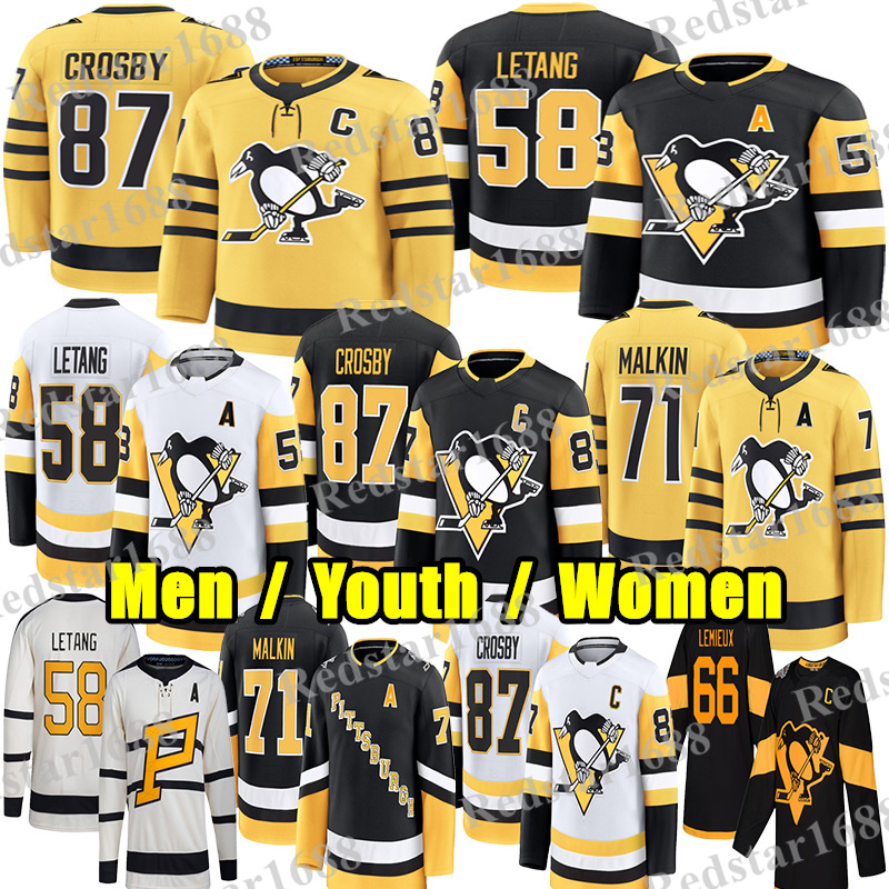 #87 Sidney Crosby pittsburgh hockey jersey penguin jersey #58 Kris Letang Evgeni Malkin Benjamin Kindel Stuart Skinner Mario Lemieux Bryan Rust Rickard Rakell jersey