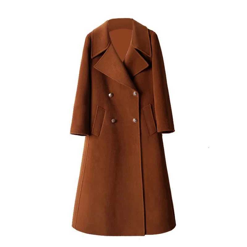 S-5XL High Quality Cashmere OutCoat For Womens 2025 New Winter Fashion Loose Fitting Long Woolen Coat Double-Breasted OutCoatT251224