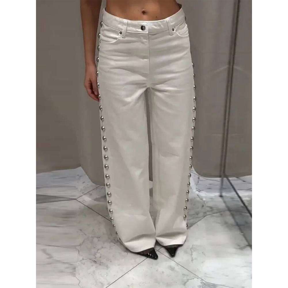 Pearl Jeans Women's Low Waist Loose Wide Leg Denim Pants Female 2025 Spring Summer Chic Retro lady Trousers X251224