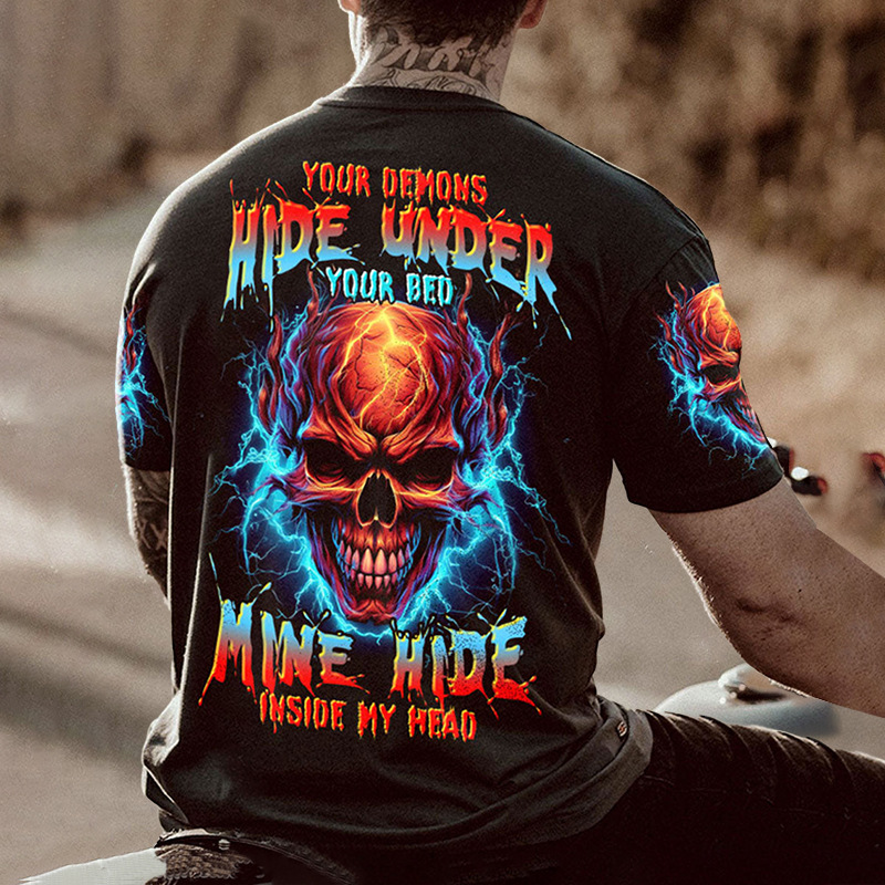 European and American hip-hop series digital printed men's street short-sleeved sport T-shirt top