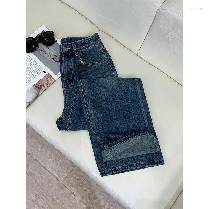 Women's Jeans 2025Women Dark Blue Fleece Lined Thickened Warm Denim Pants With Fashion Pocket Design Casual Straight Leg Winter Trousers Z260313